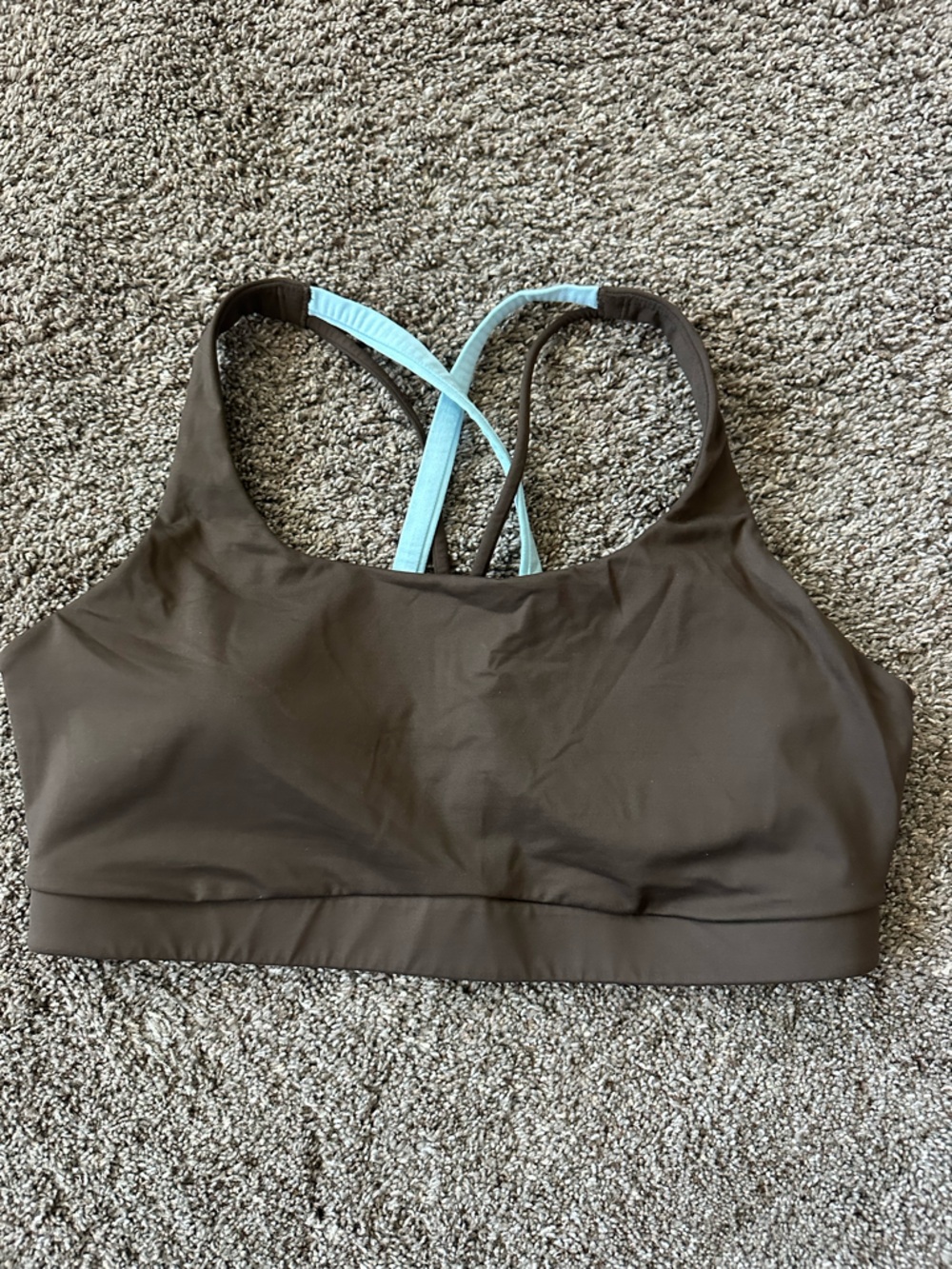 Lululemon Java Energy Bra Espresso Brown Blue Strappy Quiet Luxury L - Picture 3 of 4